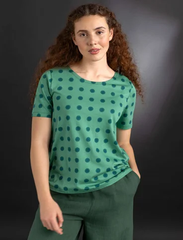 “Tyra” jersey top in organic cotton/modal - malachite/patterned