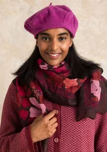 “Hillevi” viscose/wool, square, floral scarf - dark aubergine