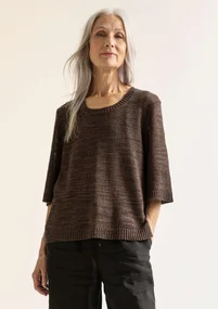 Linen/organic cotton sweater - dark earth