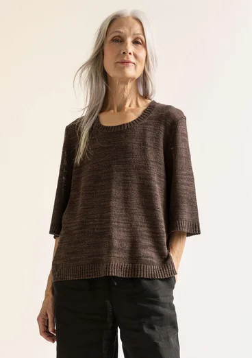 Sweater in linen/organic cotton - dark earth