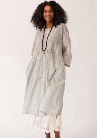 �“Agnes” woven organic cotton dress - black/patterned