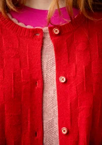 Langstrickjacke „Capella“ aus Lammwolle - tomate-melange