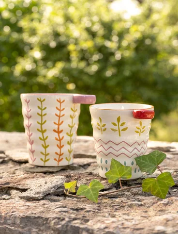 “Caramel” ceramic mug, 2-pack - ecru/multicoloured