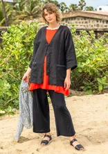 Woven jacket in linen - black