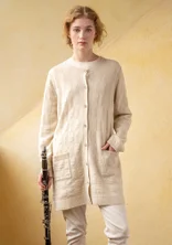 “Capella” long cardigan in lambswool - feather/neps