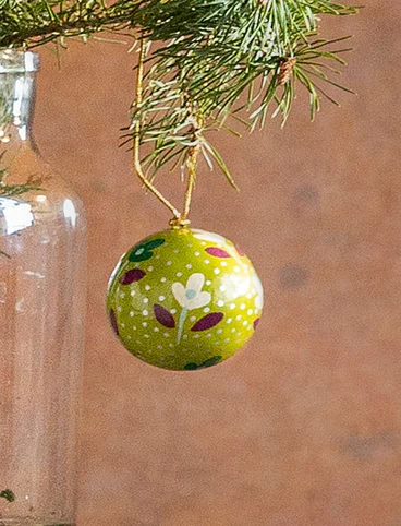 Petite boule de Noël en papier mâché - vert bouteille clair