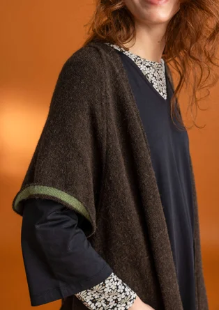 Long cardigan in alpaca blend - dark brown/melange