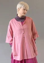 “Leah” floral/solid-colour organic cotton blouse - mineral pink