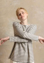 Essential striped top in organic cotton - iron grey/feather