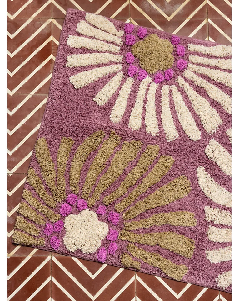 “Poppies” bathroom mat in organic cotton