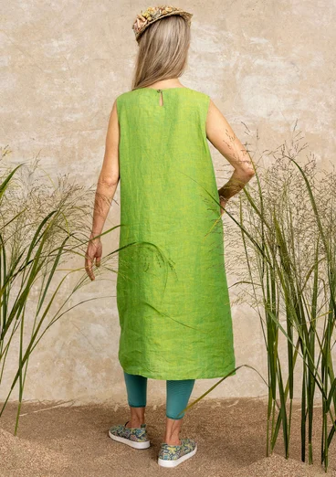 Woven linen dress - pea green