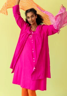 “Agnes” woven organic cotton smock blouse - pink begonia