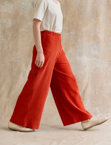 Velour trousers in organic cotton/recycled polyester - brick