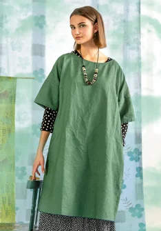 “Twin” dress in woven linen/organic cotton - sea green