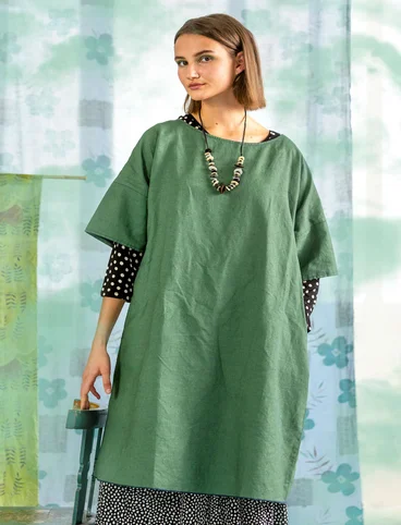 Vevd kjole «Twin» i lin / økologisk bomull - havsgrøn
