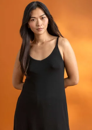 Lyocell/elastane slip dress - black