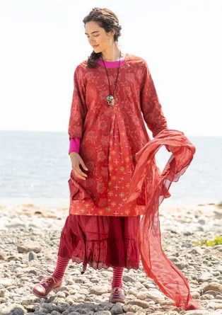 “Kamala” woven dress in organic cotton - henna