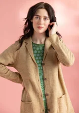 Knit long blazer in felted organic wool - oatmeal