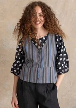 “Esme” woven organic cotton/linen waistcoat - iron grey/stripe