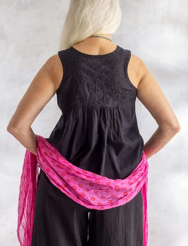 “Tissu” sleeveless blouse in organic cotton - black