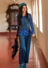 Organic cotton/elastane corduroy trousers - Pacific blue