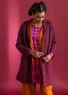 Knit blazer in felted organic wool (burgundy XS)