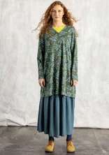 “Judit” jersey tunic in organic cotton/modal - forest green/patterned