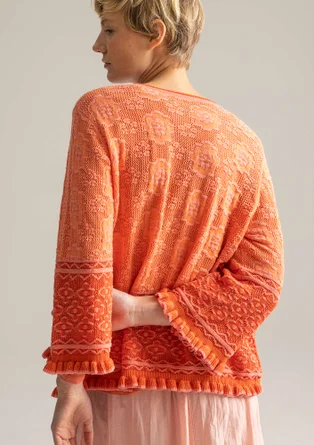 Strickjacke „Naima“ aus Bio-/Recycling-Baumwolle - papaya