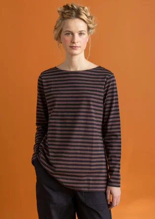 Essential striped top in organic cotton - black/french roast