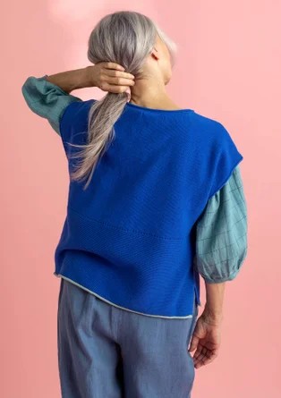 “Edna” recycled cotton, sleeveless favourite sweater - brilliant blue