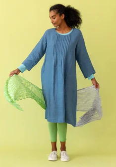 “Vera” woven linen dress - light indigo