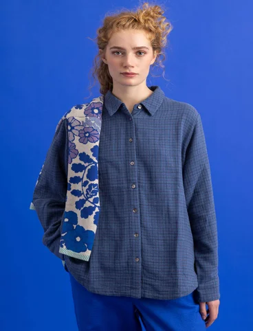 Vevd skjorte «Field» i økologisk bomull - tåkeblå