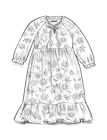 Vevd kjole «Floria» i økologisk bomull - mørk askegrå meleret