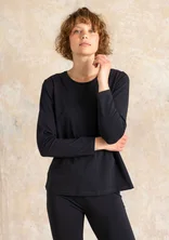 “Ebba” dotted/solid-colour cotton/elastane jersey top - black