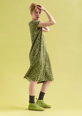 “Jane” organic cotton/elastane jersey dress - moss green/patterned