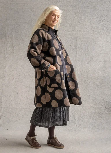 “Stone” woven coat in a wool blend