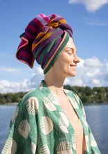 “Sunset” towel in organic cotton - cochineal