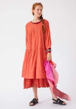 “Thea” woven dress in organic cotton dobby - apricot