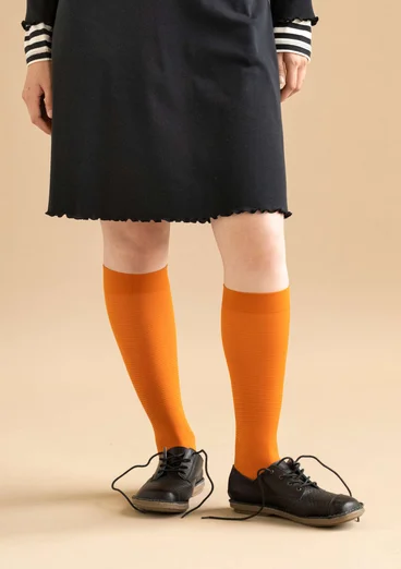 Striped knee-highs in recycled nylon - masala