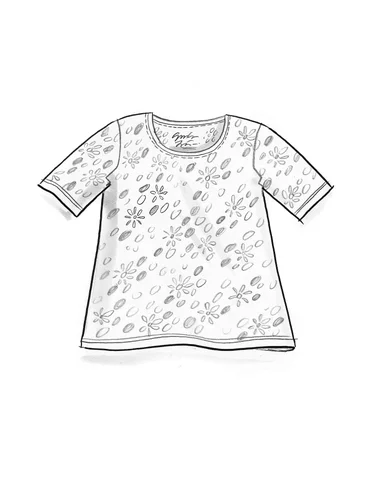 “Jane” organic cotton/elastane t-shirt - moss green/patterned