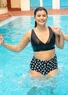 Bas de maillot de bain "Sunshine" en polyamide recyclé/élasthanne (noir/motif S)