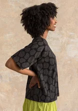 “Himla” organic cotton jersey top - black/patterned
