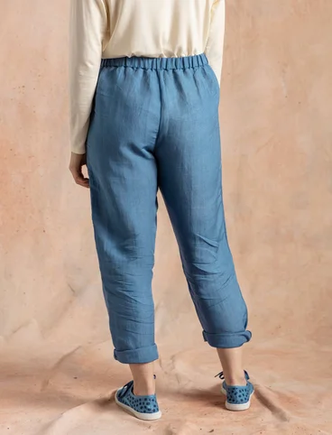 Pantalon en tissu de lin/modal - bleu lin