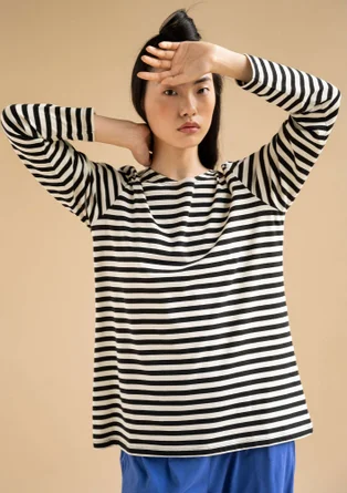 Essential striped sweater in organic cotton - black/ecru