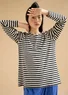 Essential striped sweater in organic cotton (black/unbleached XS)