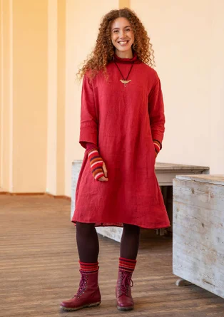 Woven linen dress - rosewood