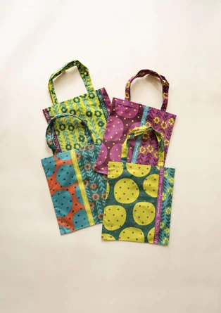 Fabric tote bag S in organic cotton - multicoloured