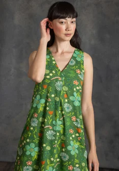 Trikåklänning "Midsommarsol" i ekologisk bomull - sjögräs