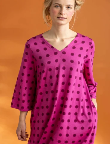 Tricot jurk "Tyra" van biologisch katoen/modal - cerise/dessin