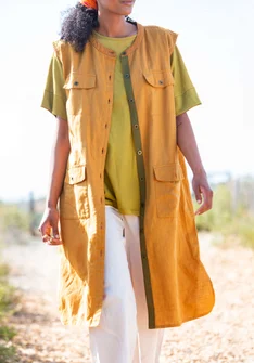 Robe tissée "Safari" en coton biologique/lin - sienne brûlée